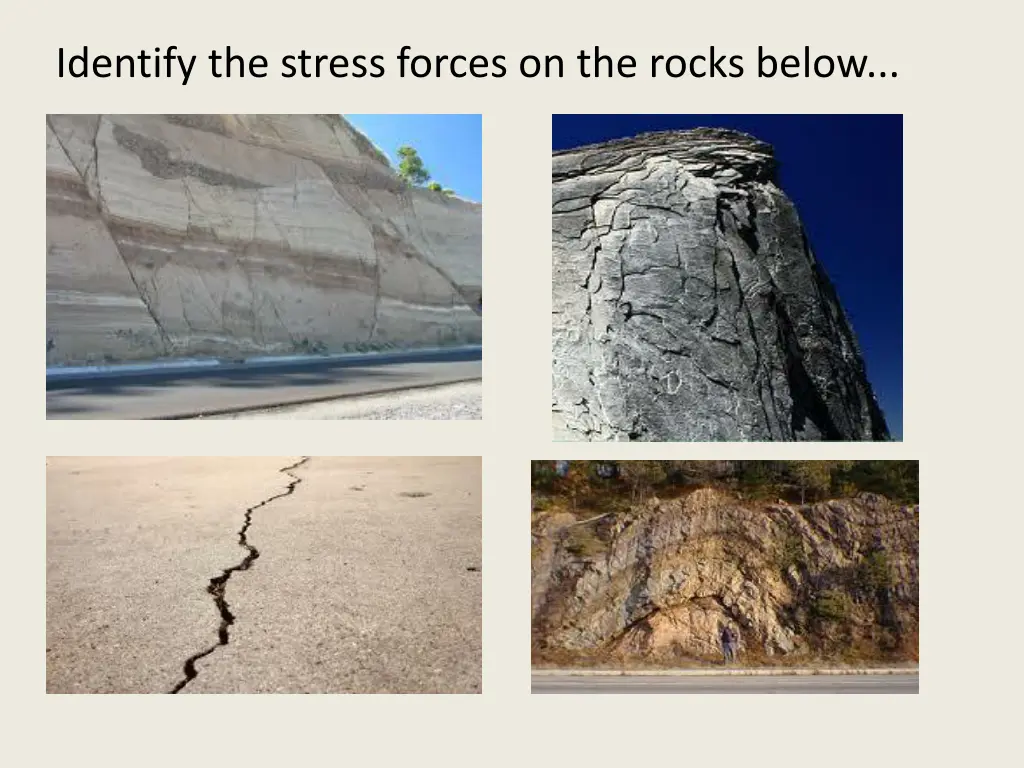 identify the stress forces on the rocks below