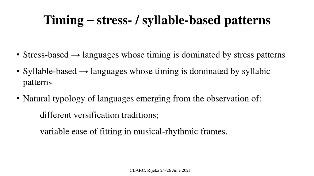 timing stress syllable based patterns