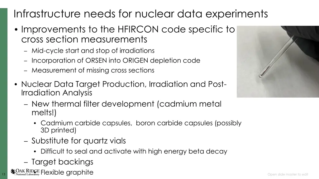 infrastructure needs for nuclear data experiments