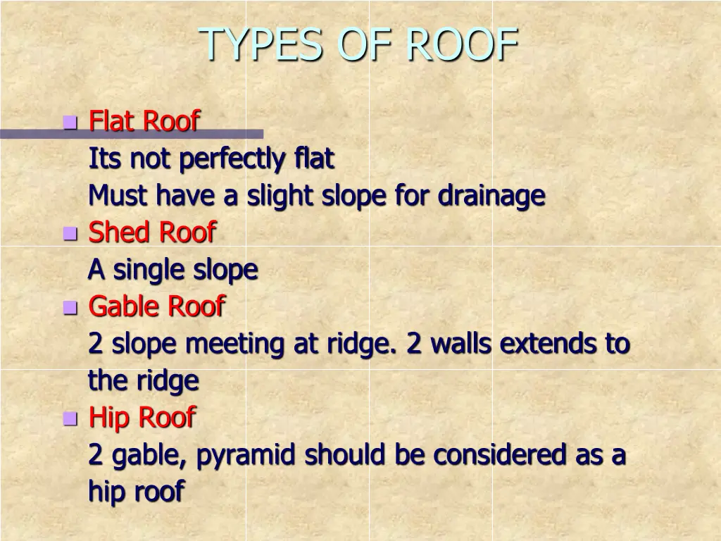 types of roof