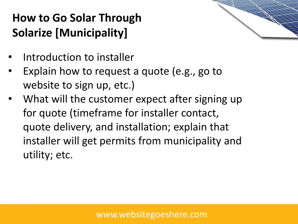 how to go solar through solarize municipality