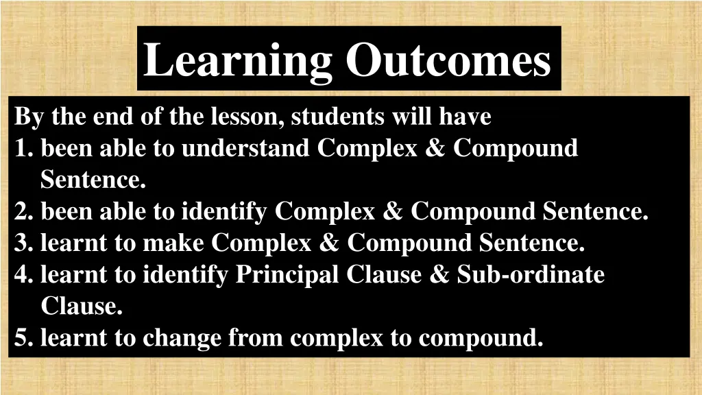 learning outcomes