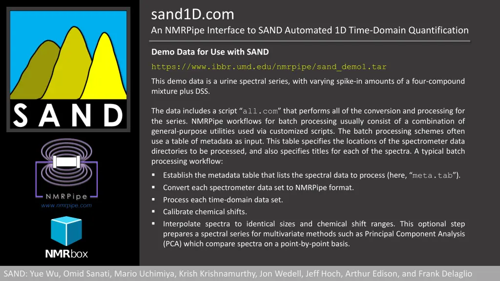 sand1d com an nmrpipe interface to sand automated 10