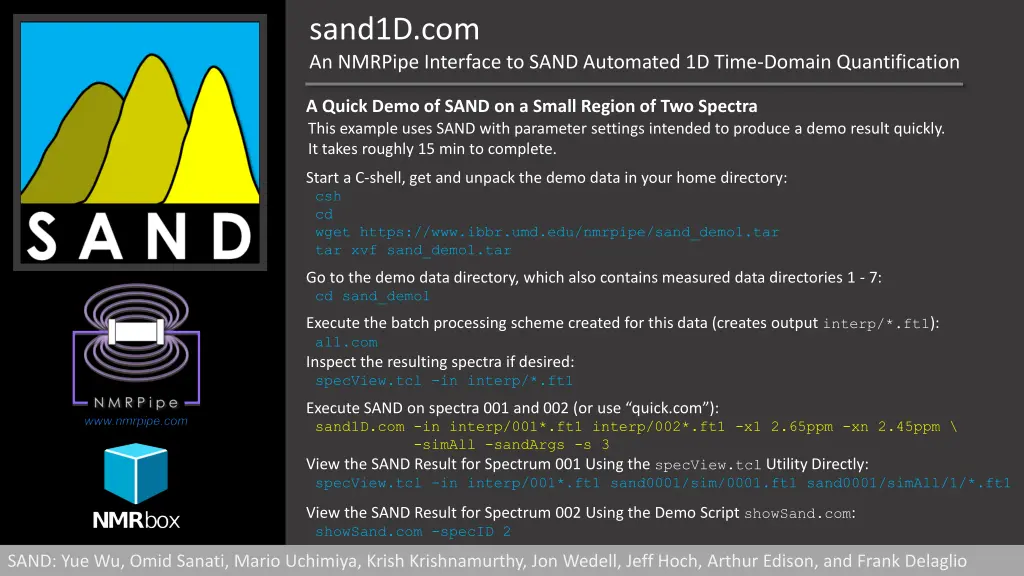 sand1d com an nmrpipe interface to sand automated 11