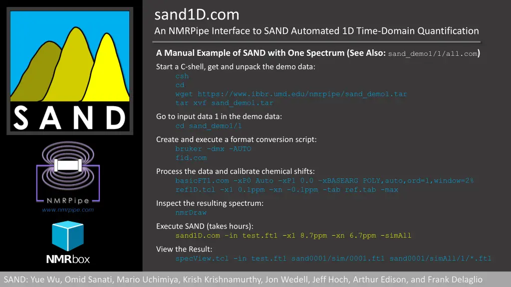 sand1d com an nmrpipe interface to sand automated 12