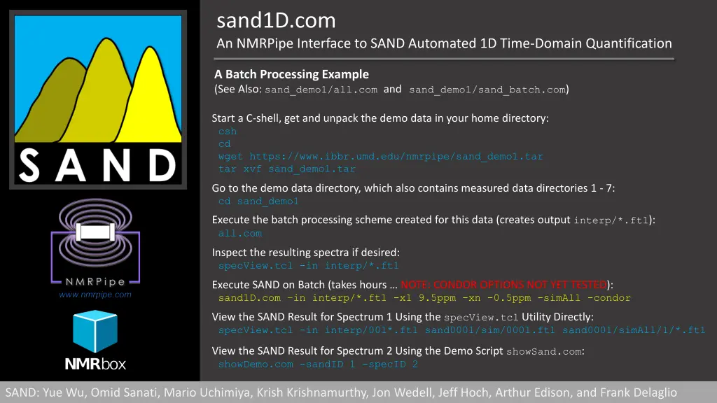 sand1d com an nmrpipe interface to sand automated 13