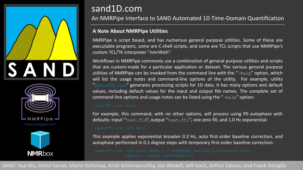 sand1d com an nmrpipe interface to sand automated 14