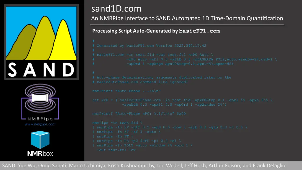 sand1d com an nmrpipe interface to sand automated 15