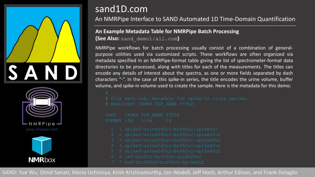 sand1d com an nmrpipe interface to sand automated 16