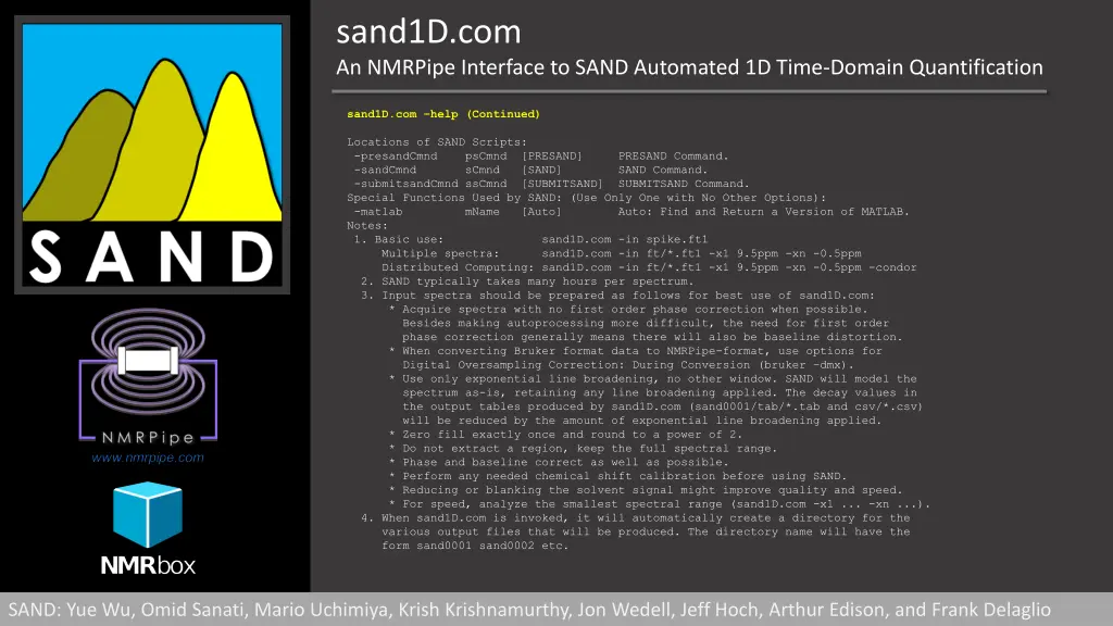 sand1d com an nmrpipe interface to sand automated 19