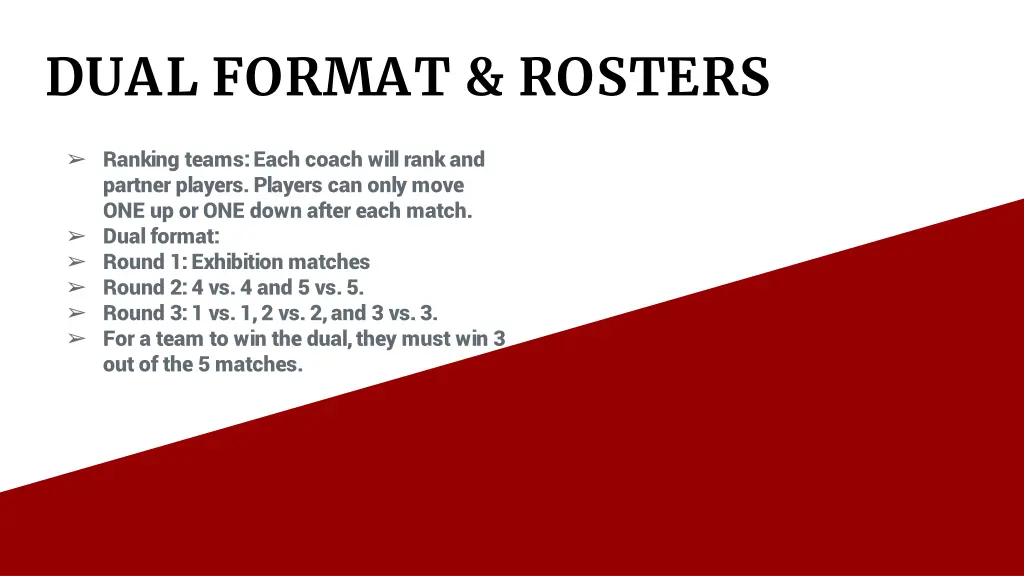 dual format rosters