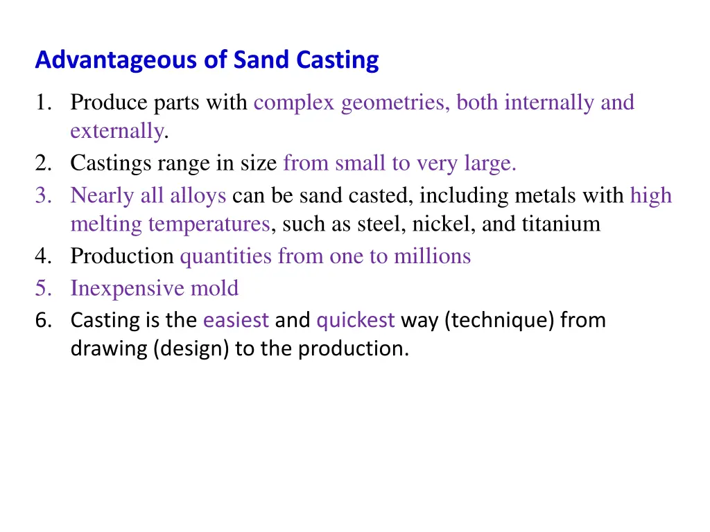 advantageous of sand casting