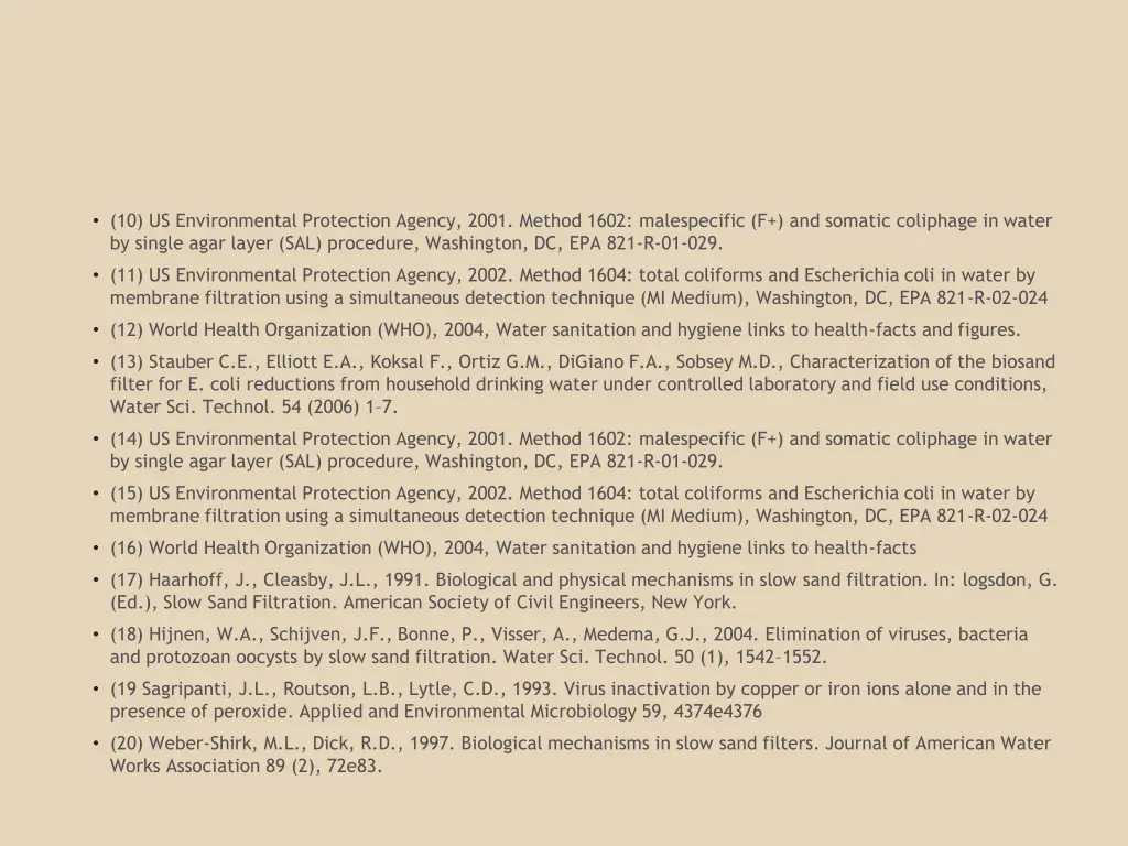 10 us environmental protection agency 2001 method