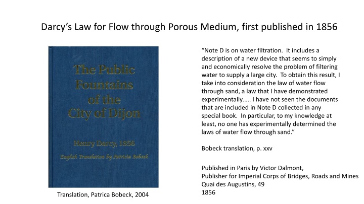 darcy s law for flow through porous medium first