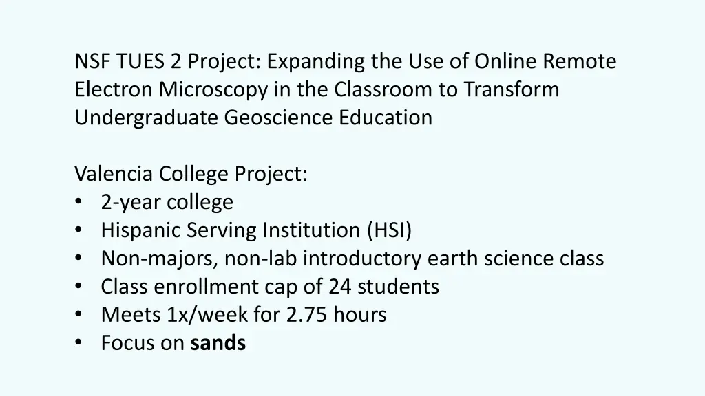 nsf tues 2 project expanding the use of online