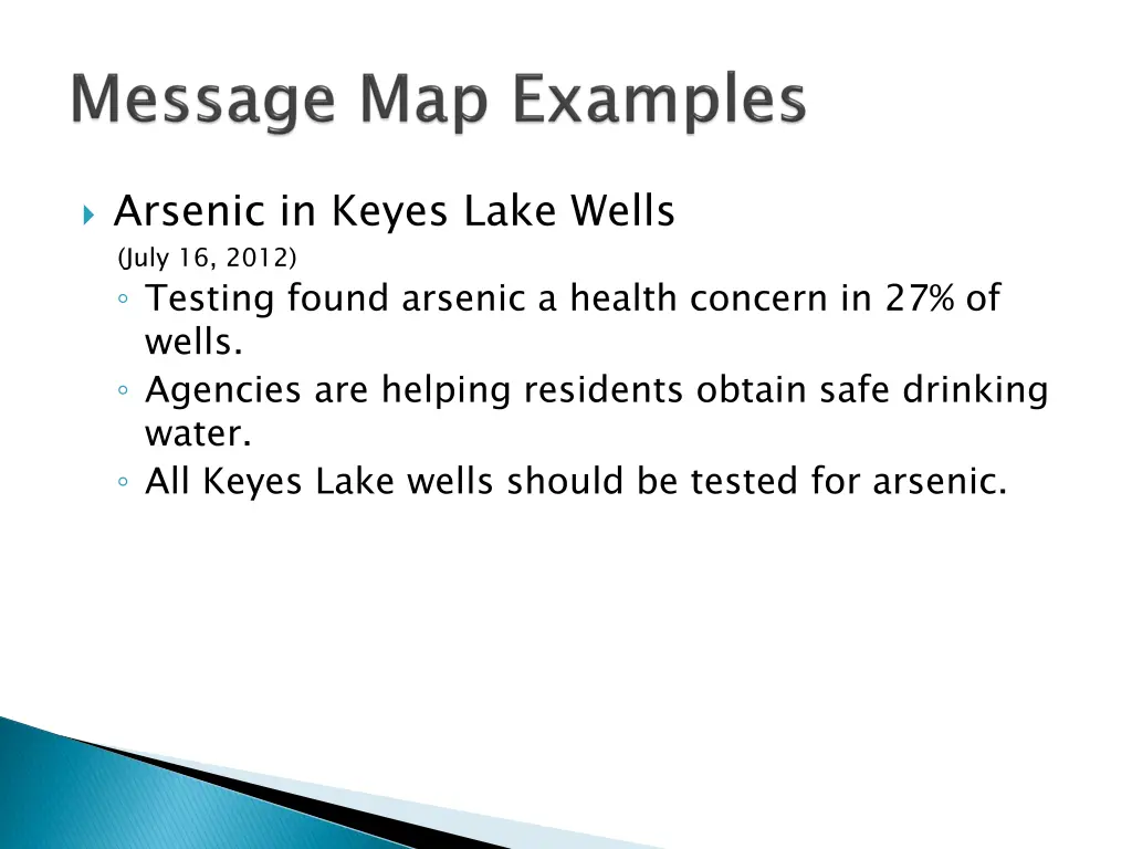 arsenic in keyes lake wells july 16 2012 testing