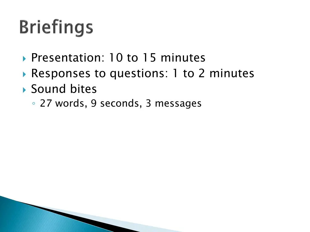 presentation 10 to 15 minutes responses