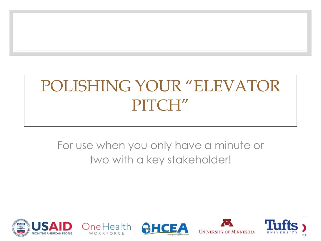 polishing your elevator pitch