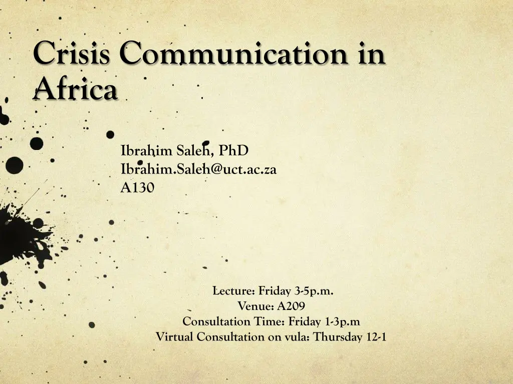 crisis communication in africa 1