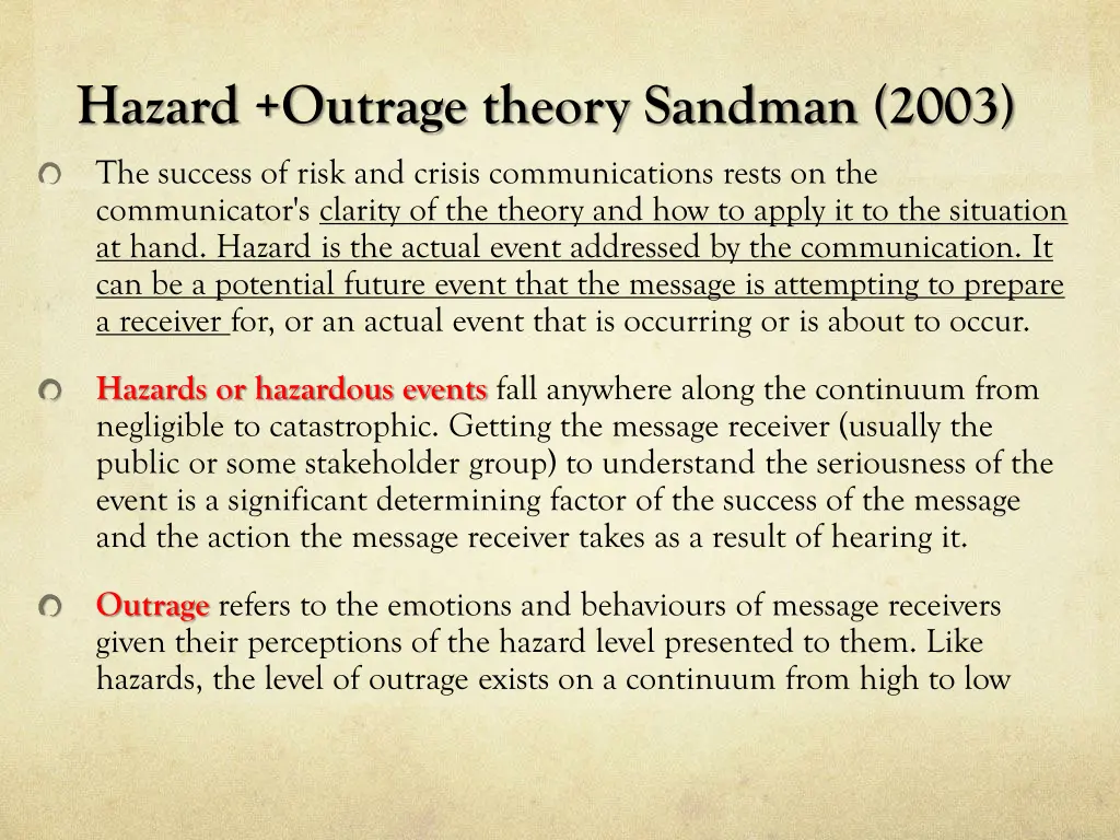 hazard outrage theory sandman 2003 the success