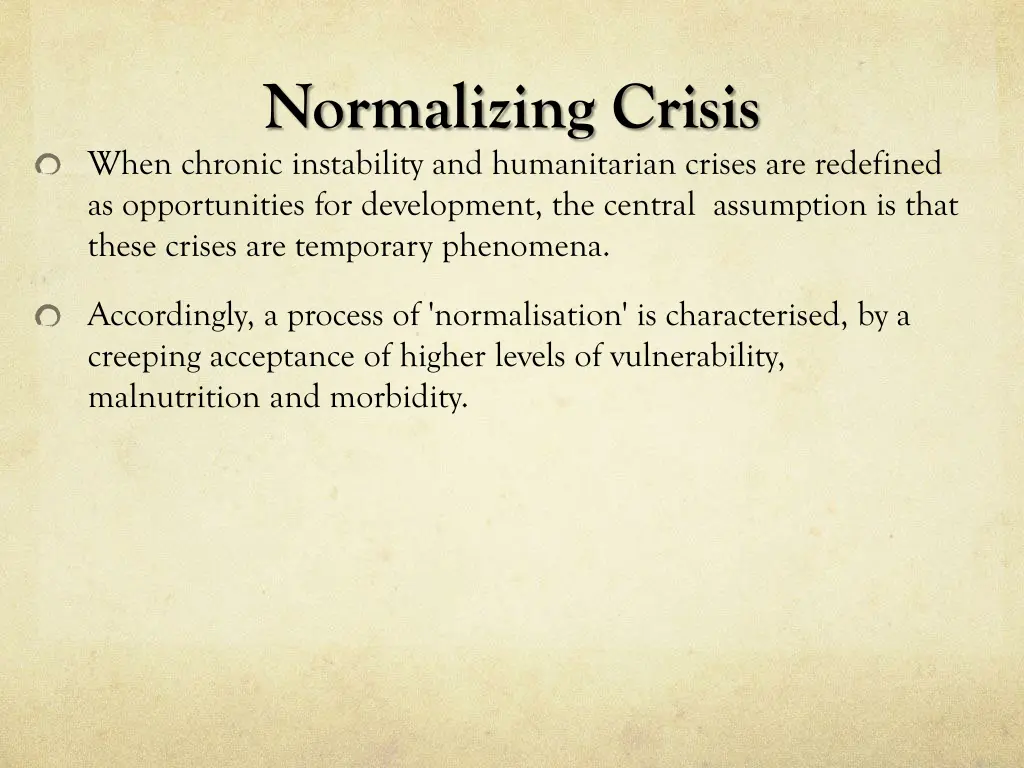 normalizing crisis when chronic instability