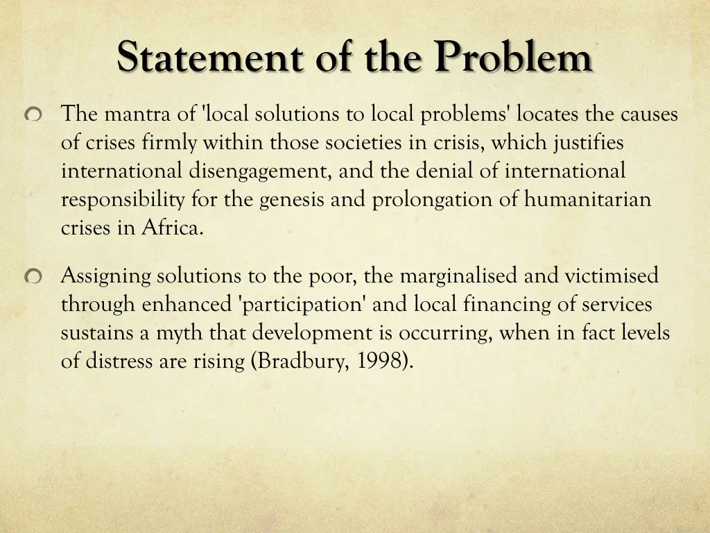 statement of the problem