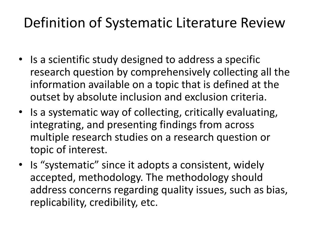 definition of systematic literature review