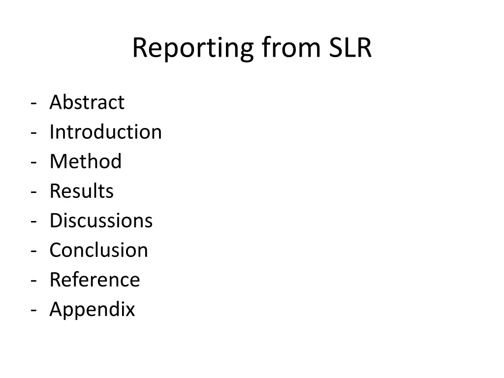 reporting from slr 1