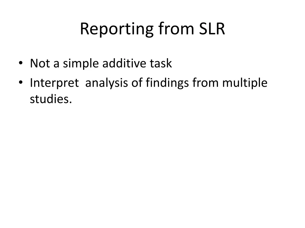 reporting from slr