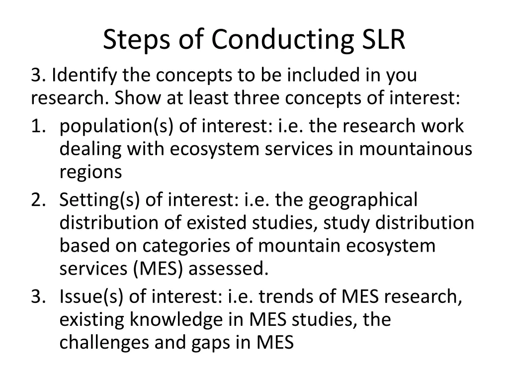 steps of conducting slr 3 identify the concepts