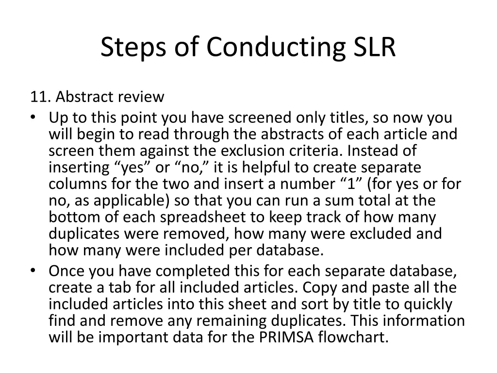 steps of conducting slr 9