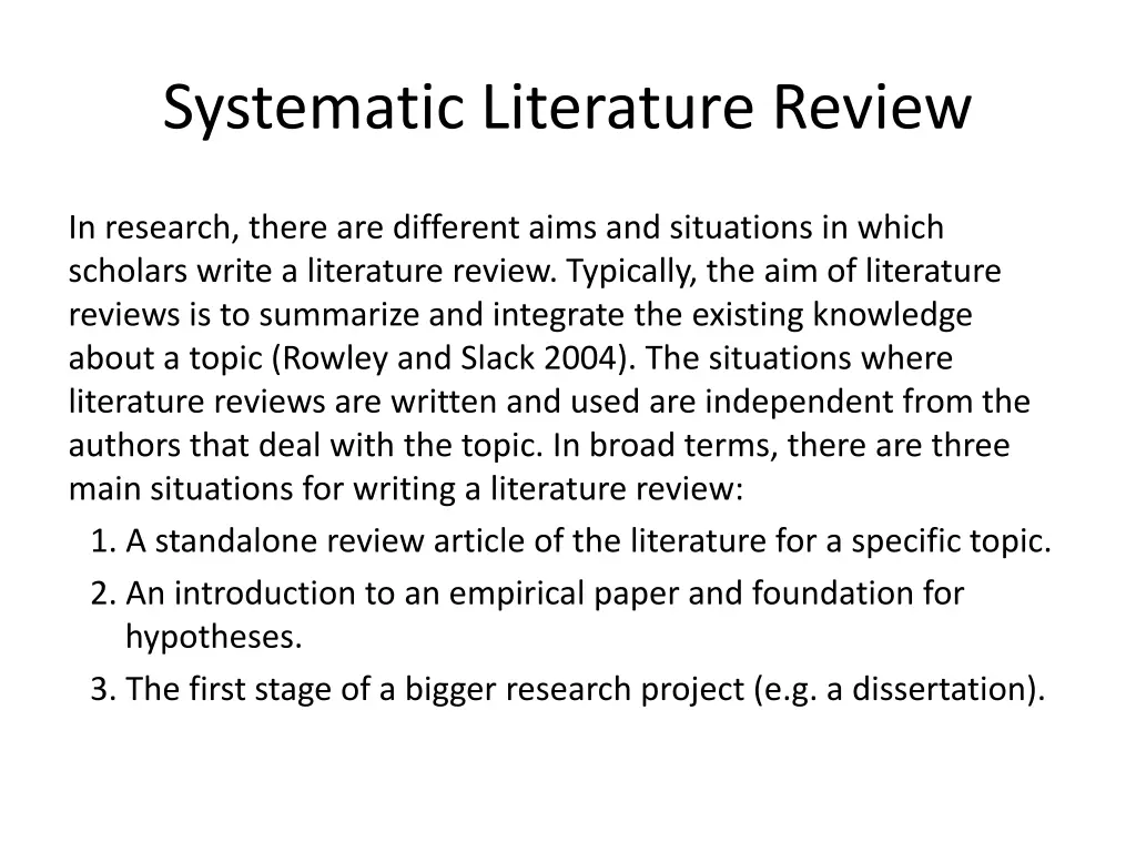 systematic literature review