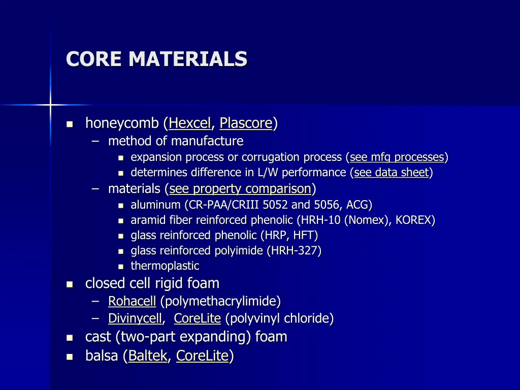 core materials