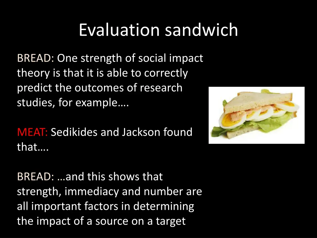 evaluation sandwich