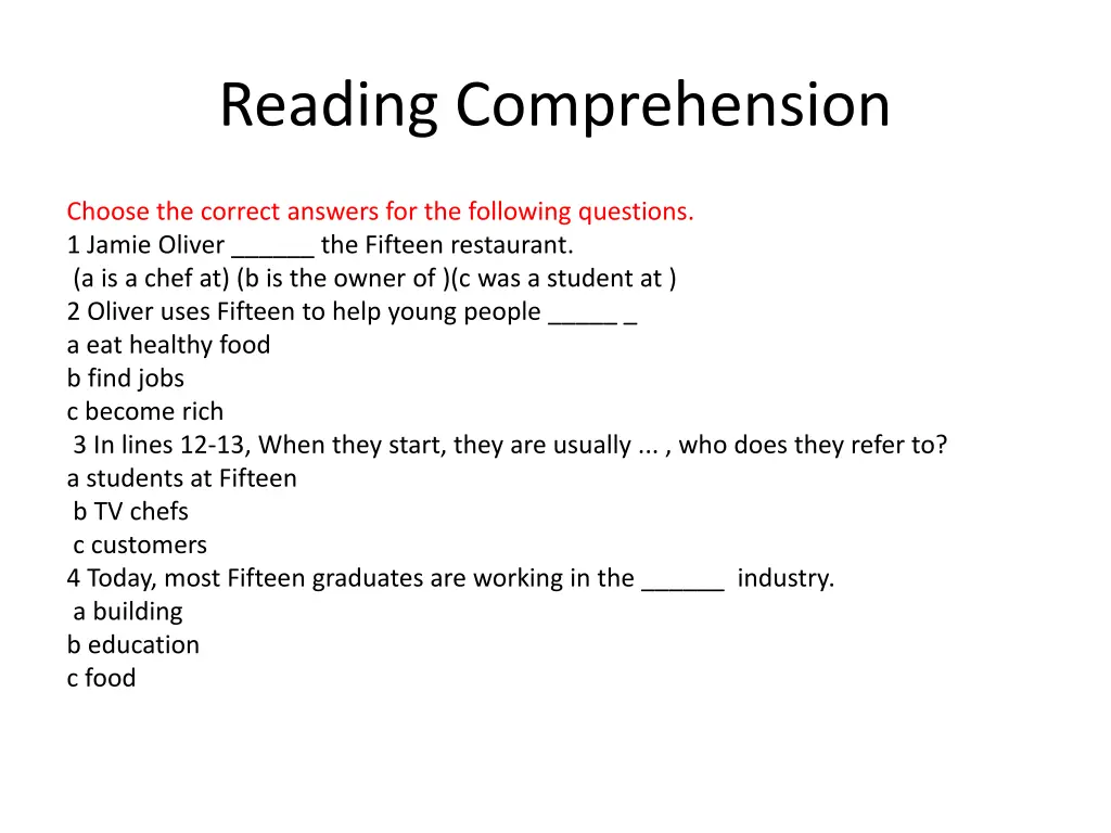 reading comprehension