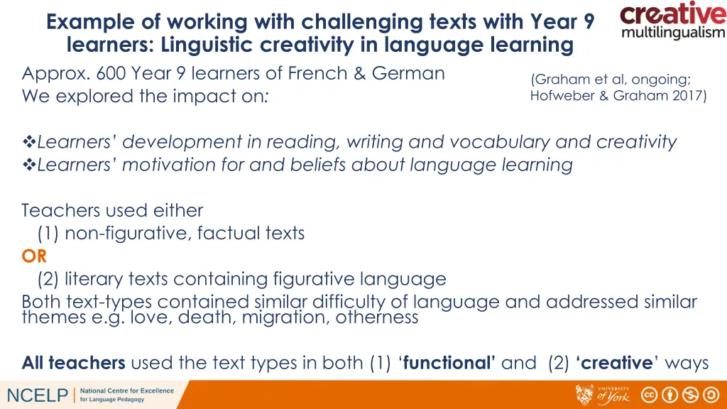 example of working with challenging texts with