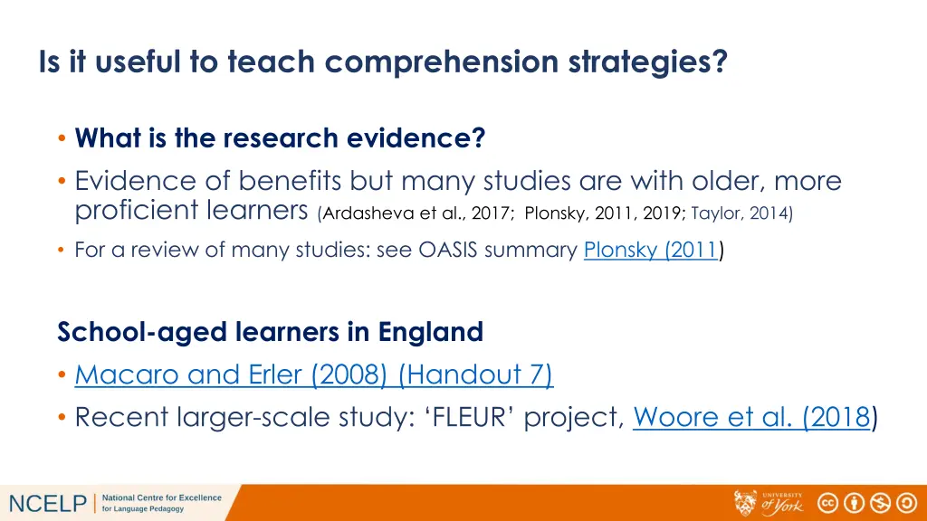 is it useful to teach comprehension strategies