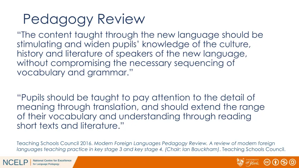 pedagogy review the content taught through