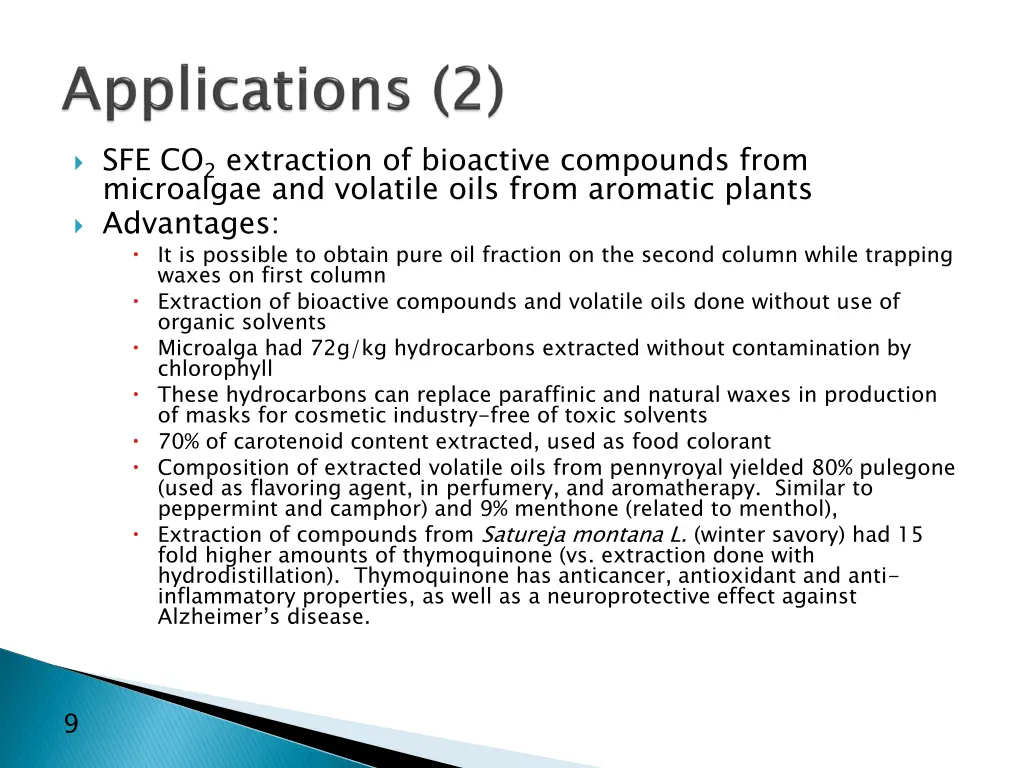 sfe co 2 extraction of bioactive compounds from