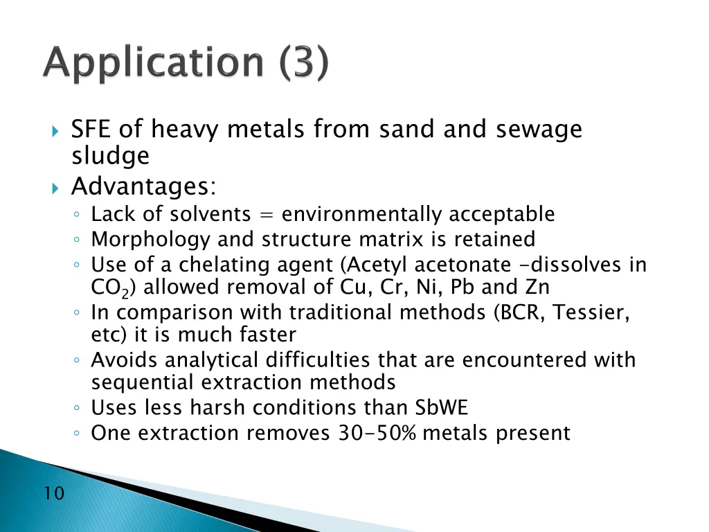 sfe of heavy metals from sand and sewage sludge