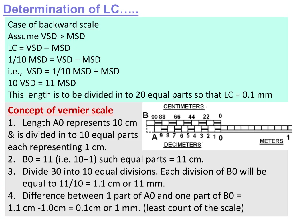 determination of lc case of backward scale assume