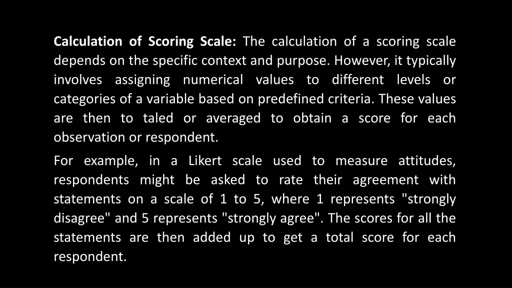 calculation of scoring scale the calculation