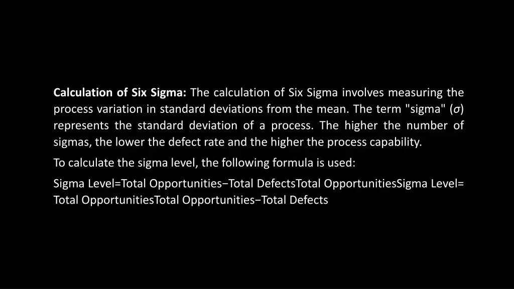 calculation of six sigma the calculation