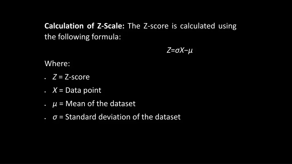 calculation of z scale the z score is calculated