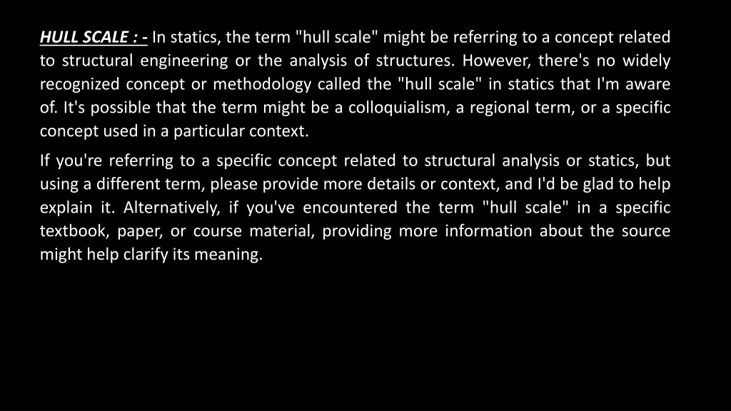 hull scale in statics the term hull scale might