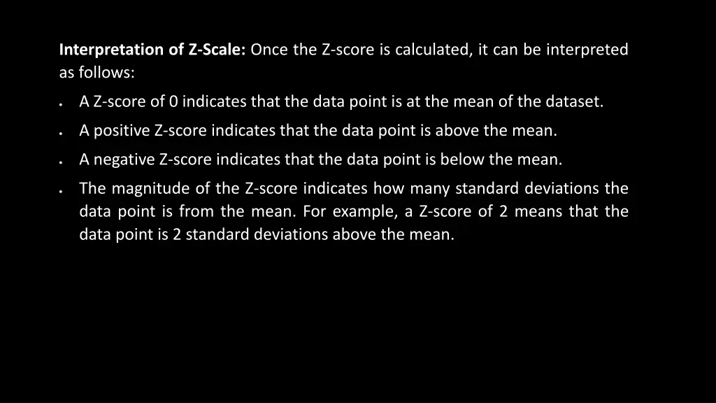 interpretation of z scale once the z score