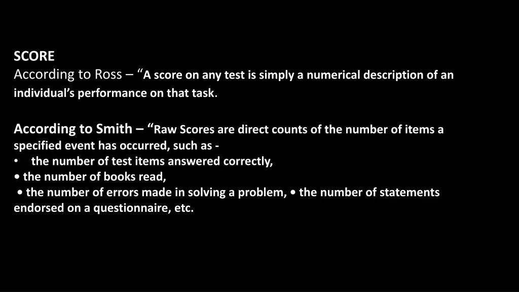 score according to ross a score on any test