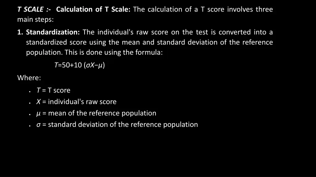 t scale calculation of t scale the calculation