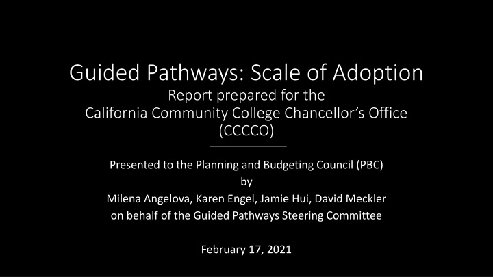 guided pathways scale of adoption report prepared