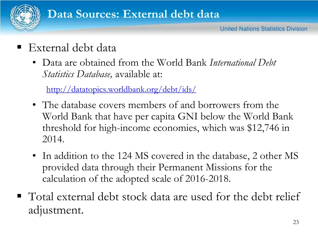 data sources external debt data